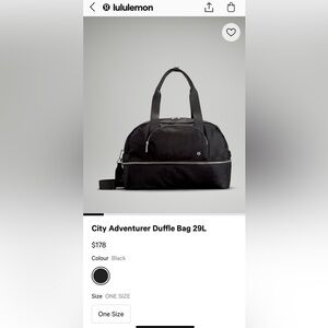 Lululemon city adventurer duffle bag 29L color black